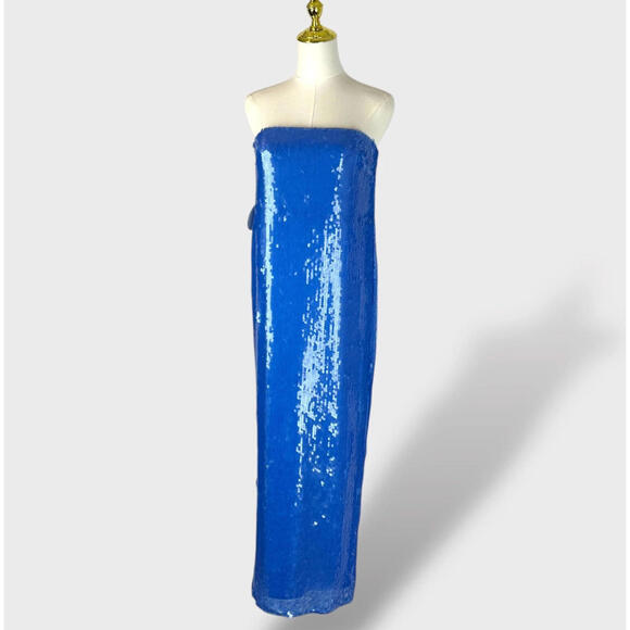 NWT $600 STAUD Casey Sequin Beaded Gown Dress Midi Designer 4/small - Picture 4 of 14